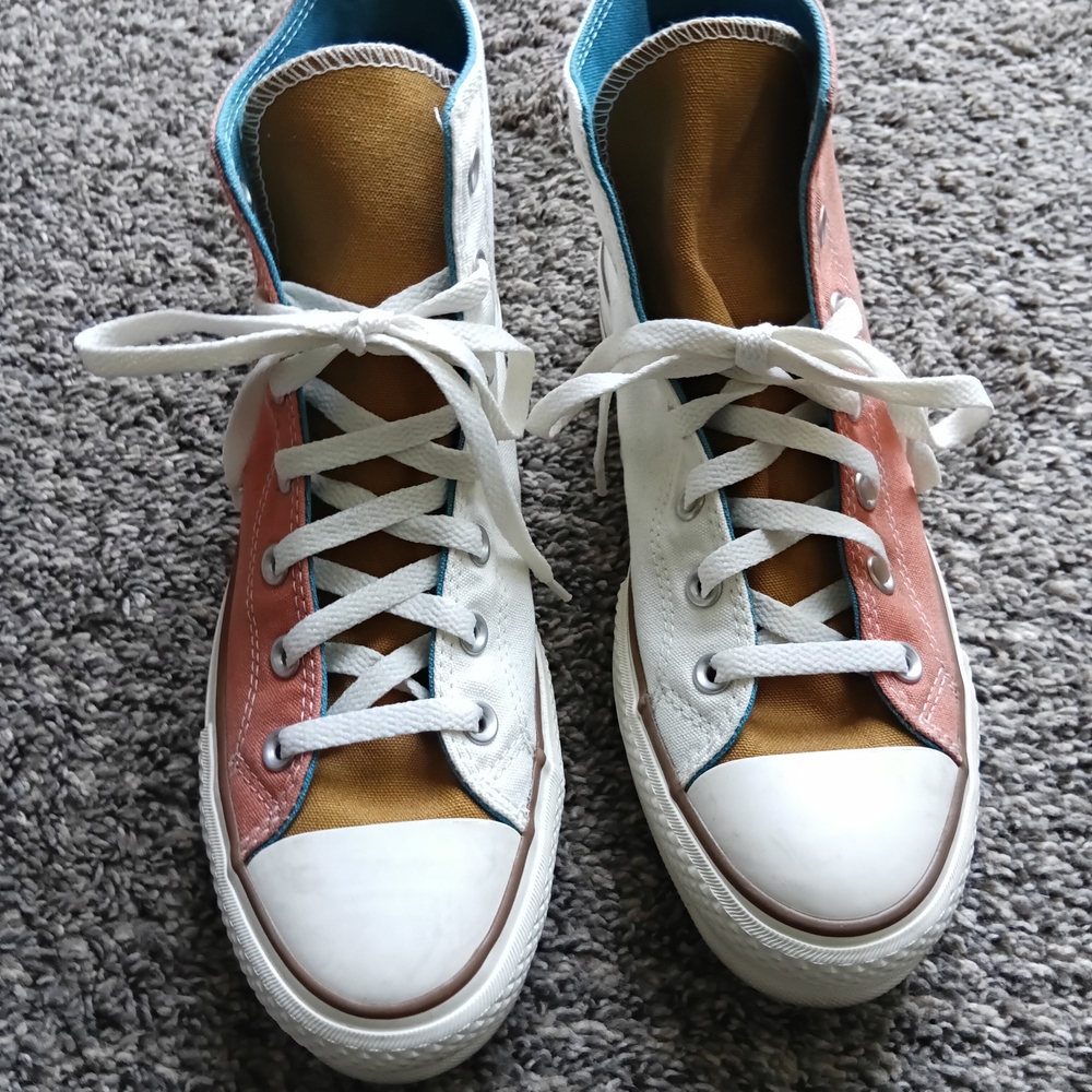 Converse White and Pink High-Top Sneakers